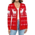 thumbnail image 4 of Uvplove Women Long Sleeve Soft Basic Knit Cardigan Sweater,Red Chrismas Elk,3XL,(S-3XL), 4 of 7