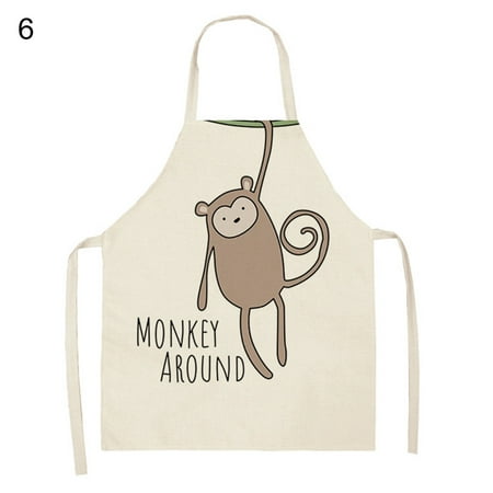 

Grandest Birch Comfortable Cotton Flax Apron Extanded Strap Cartoon Animal Pattern Cooking Apron for Home Breathable Anti-wear Oi