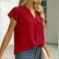 thumbnail image 5 of LYXSSBYX Womens Tops Women Loose Casual Short Sleeve V-Neck Solid Casual Blouse T-shirt Tunic Tops, 5 of 9