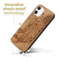 thumbnail image 3 of Case Yard Wooden Case Outside Soft TPU Silicone, Slim Fit Shockproof Wood Protective Phone Cover for Girls Boys Men and Women, Supports Wireless Charging Leopard Sketch Design case for iPhone-11, 3 of 7