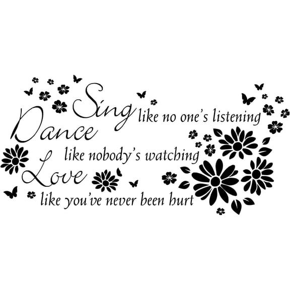 Inspirational Maxim Wall Decals Love Like You Never Been Hurt Wall Stickers with Flowers Butterfly DIY Decals