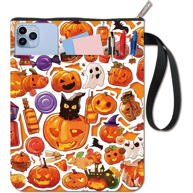 Funda protectora para libros Pumpkin Book Sleeve, ideal para libros de bolsillo. Funda de tela lavable con cremallera y bolsillo adicional.