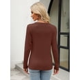 thumbnail image 4 of FUNING  Women's Color Block Tops Casual Long Sleeve Tunic Round Neck Pullover Shirts, 4 of 7