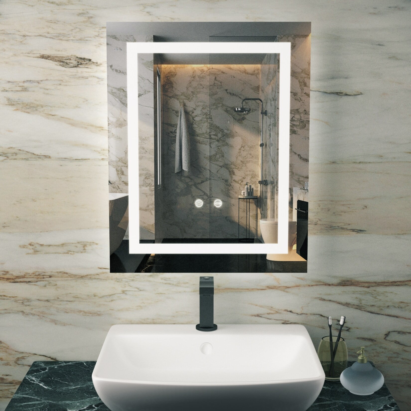fliptradeinc 16 x 20 Inch LED Mirror Lighted Bathroom Mirror Vanity ...