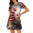 thumbnail image 1 of Easygdp Colorful Axolotl Underwater Camisón de manga corta para mujer, informal, estampado, 1 of 6