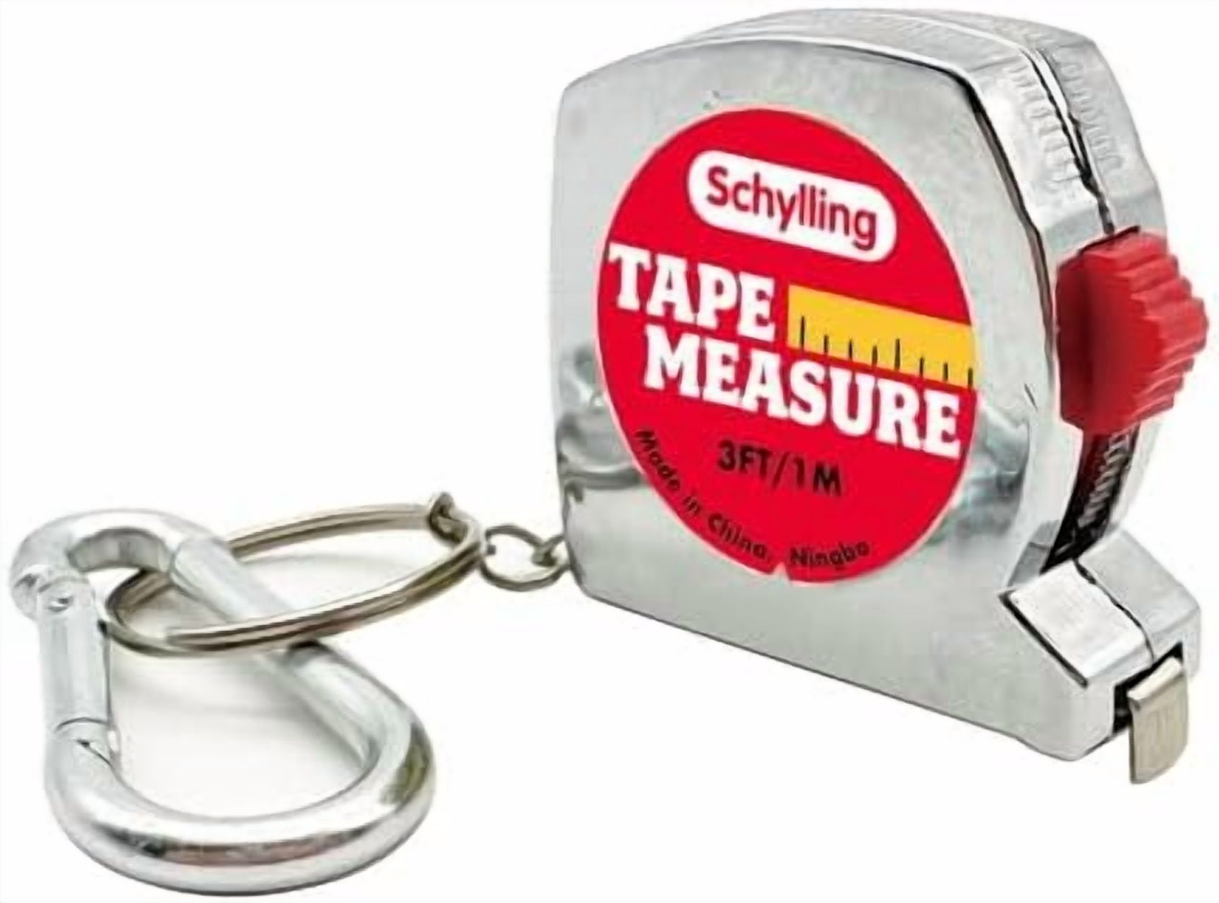 Schylling Mini Tape Measure - 1.5" Real Working 3 Foot Long Retractable Pocket-Sized Tape Measure - Includes Carabiner Clip and Chain - Ages 3 and Up