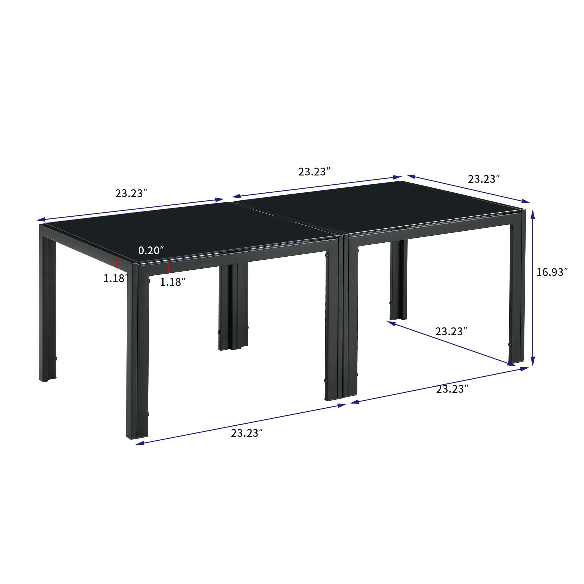 Aukfa Modern Coffee Table Set of 2, End Table Side Tables for Living Room Bedroom Yard, Black