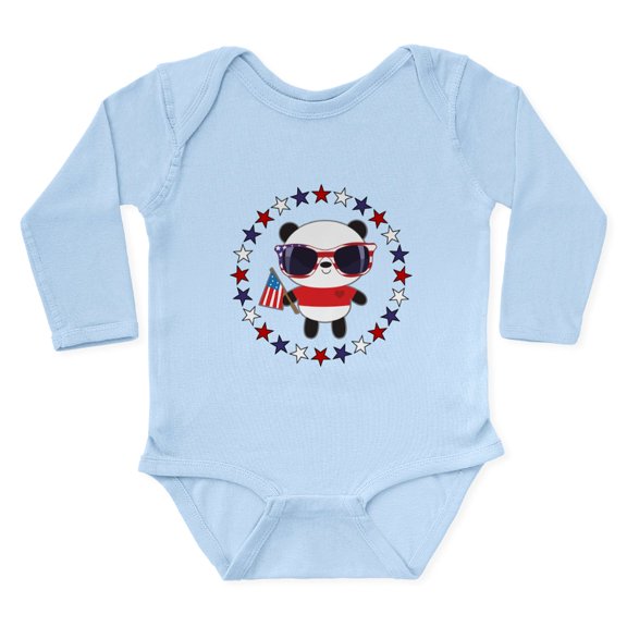 CafePress - Panda Patriotic USA - Long Sleeve Cotton Baby Bodysuit