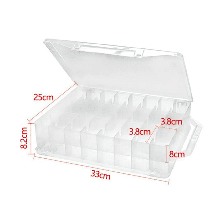 46 Grids Sewing Organizer, Double Sided Thread Box Storage, Portable Clear  Plastic Organizer Box (Clear)