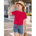 thumbnail image 5 of Arshiner Fashion Shirts For Girls Crewneck Summer Short Sleeve Kids Tee Shirts Girls Tie Knot Front Crop Girls Shirts Size 10-12 Years 120 Bright red, 5 of 5