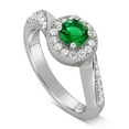 thumbnail image 2 of Antique Designer 1.75 Carat Green Emerald 6mm Round Cut Moissanite Diamond Engagement Ring for Her in 10k White Gold, 2 of 3