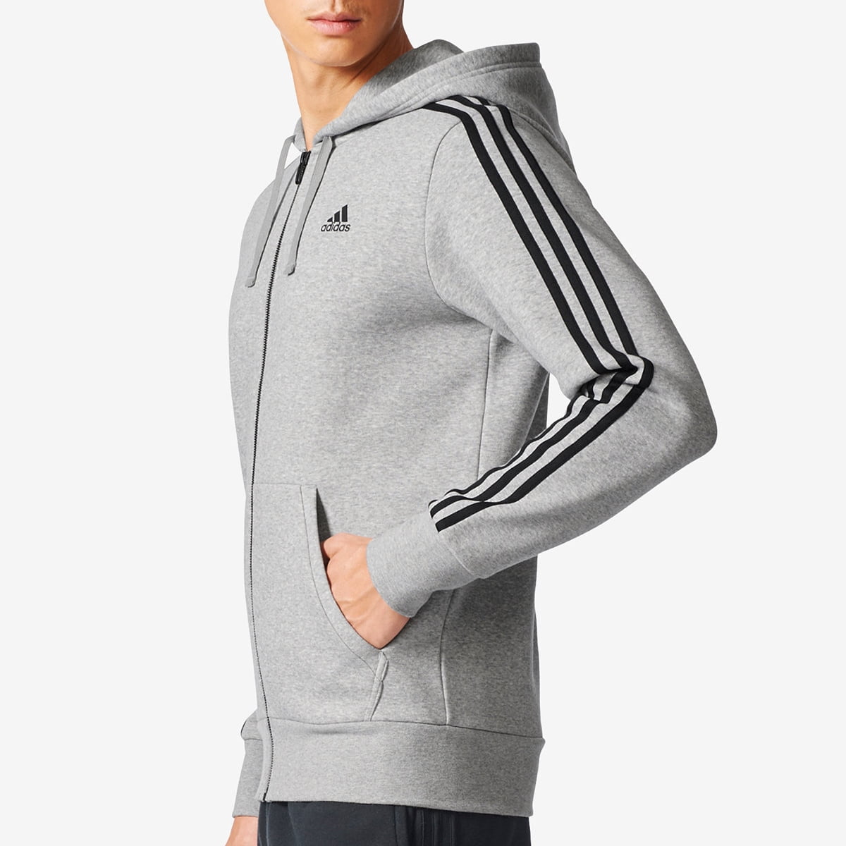 Adidas Men's Essentials Full-Zip Fleece Hoodie Hoody (Heather Gray S) - Walmart.com