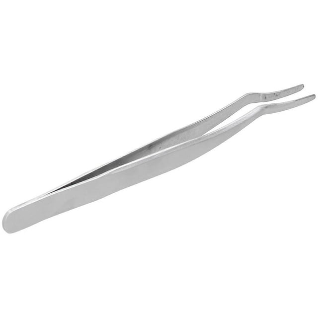 Eyelashes Tweezer False Lash Application Curved Stainless Steel Eyelash Extension Auxiliary ClipSilver