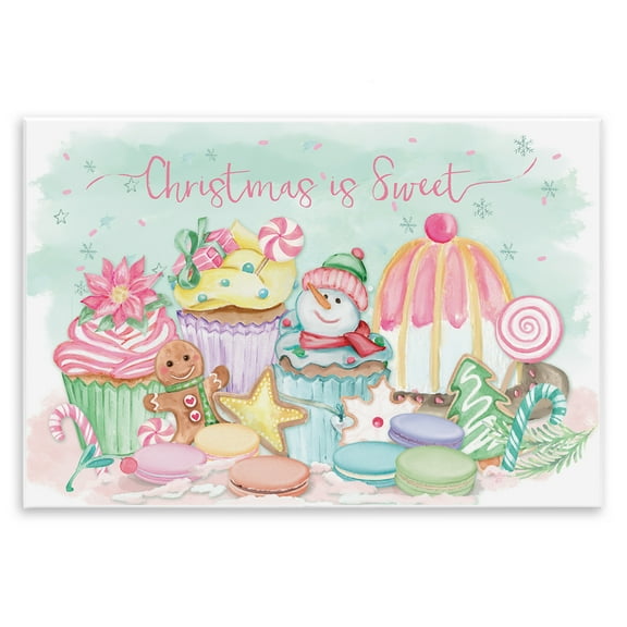 Stupell Industries Christmas Is Sweet Festive Desserts Quotes and Sayings Painting Unframed Art Print Wall Art, 15 x 10