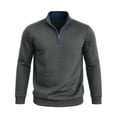thumbnail image 4 of TOUMENY Men Zip Up Sweater High Neck Long Sleeve Solid Casual Comfy Slim Fit Pullover Fashion Knit Fall Winter Layer Tops Jacket Gray XL, 4 of 7