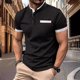 thumbnail image 1 of Playera Elvqul Hombre Liso Economicas Negro Algodón Abotonada Cuello Mao Manga Corta, 1 of 6