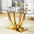 thumbnail image 7 of 70" Rectangular Glass Dining Table for 6 People, Modern Clear Tempered Glass Kitchen Table with U-Shape Stainless Steel Base, Dining Table for Dining Room or Living Room, 7 of 7