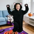 thumbnail image 3 of Kids Animal Onesie Pajamas Black Cat/Leopard with Hood and Paw for Halloween Christmas Party Homewear, 3 of 7