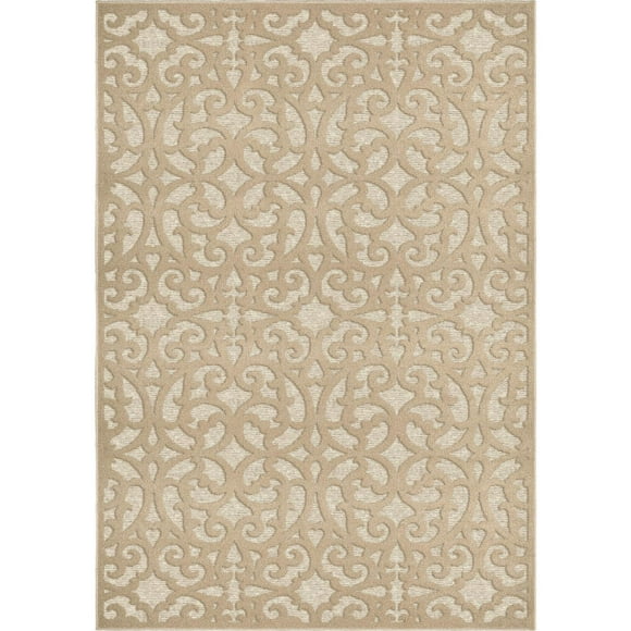 Orian Sculpté 4701 Tapis d'Intérieur/extérieur Haut-Basse Surface en Bois Flotté, 7'9" x 10'10", Tan