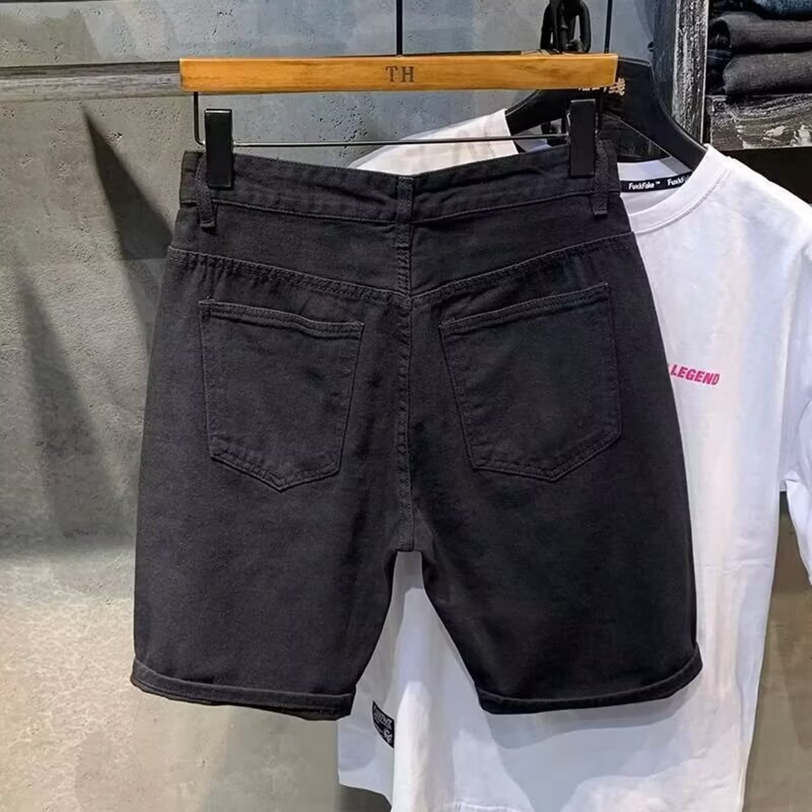 JHLZHS Men Shorts Casual Men s Summer Ripped Denim Straight Quarter Pants Summer Shorts Men s Basketball Shorts Walmart