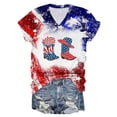 thumbnail image 2 of Camisas de Manga Corta para las Mujeres Día de la Independencia Blusas Estampado Cuello en V Top, Blusas para las Mujeres Casual, 2 of 5