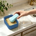 thumbnail image 1 of Travel Soap Case Silicone Leakproof Waterproof With Pad Portable Soap Container For Camping Gym Blue, 1 of 6