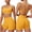Yellow, variant on IDOPIP Women 2 Piece Seamless Backless Yoga Sets High Waist Shorts and Sports Bra Gym Athletic Clothing Outfits