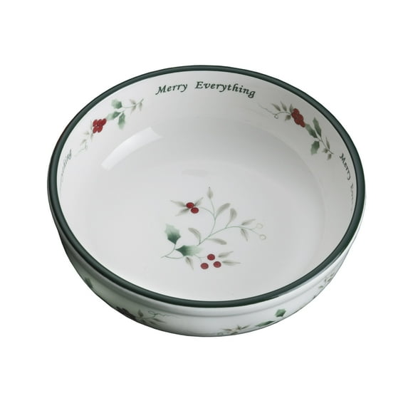 Pfaltzgraff Winterberry Hard Dolomite Candy Tidbit Dish Bowl (7-Inch) - Red/Green /White