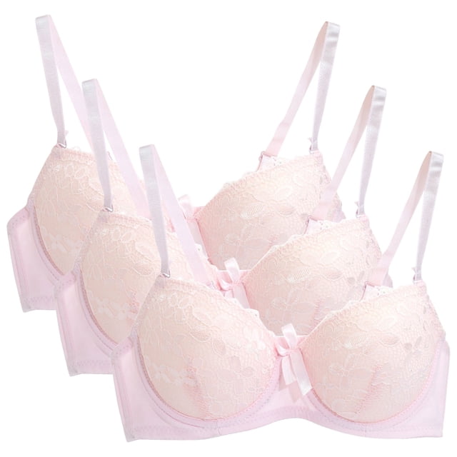 LOVZFMLL Soutien-Gorge pour Femmes Soutien-Gorge Aguichant Surdimensionné Super Rassemblé Lingerie Soutien-Gorge en Dentelle Aguichant Grande Poitrine Petite Taille Bretelles Réglables 3 Pcs Rose P