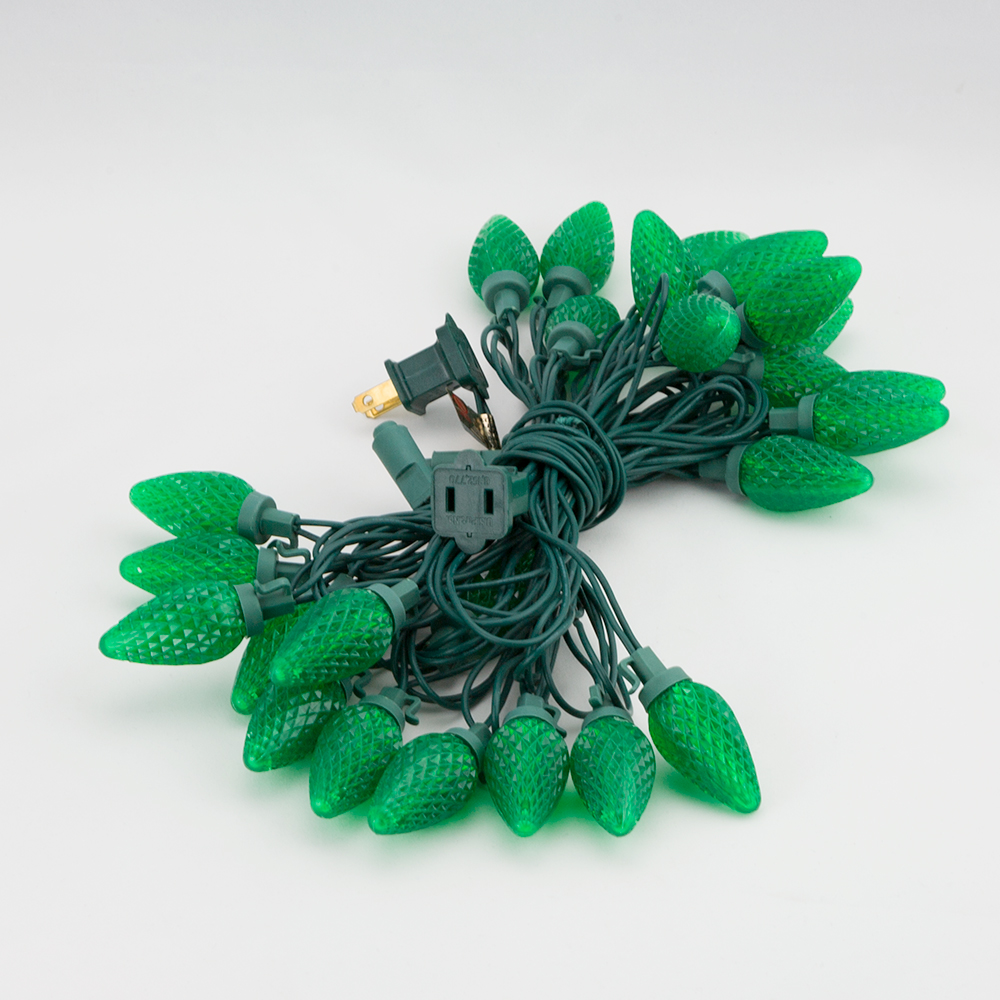 Fantado 25 Outdoor Green LED C9 Strawberry String Lights, 16.6FT Green