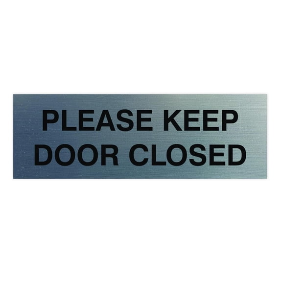 Please Keep Door Closed Sign (Brushed Silver) - Small