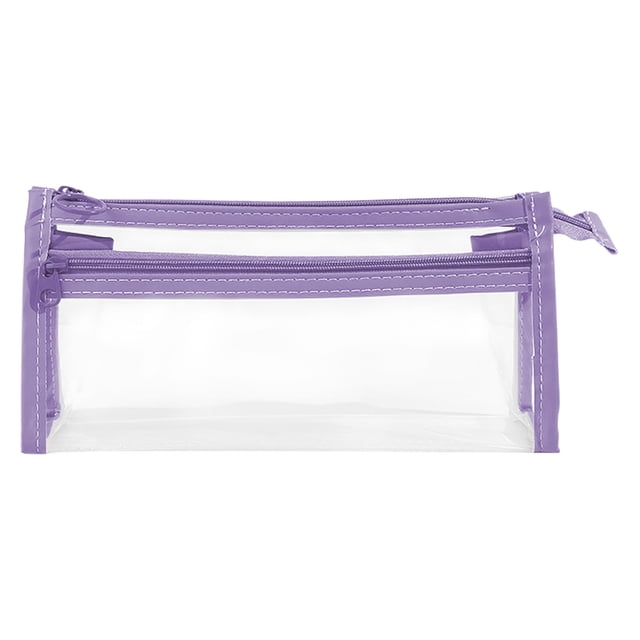 fheaev Trousse à Stylos Transparente Double Couche Trousse Triangulaire Transparente pour Étudiants Grande Capacité Sac de Rangement Compartimenté Trousse de Papeterie