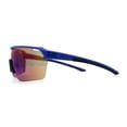 thumbnail image 4 of Mens 90s Classic Half Rim Sport Wraparound Plastic Sunglasses Blue Rainbow Mirror, 4 of 4