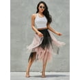 thumbnail image 4 of nvzhuang Women Fashion Midi Skirts Contrast Color/Solid Color Elastic High Waist Irregular Ruffles Multi-Layered Tulle Tutu Skirts, 4 of 9