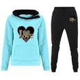 thumbnail image 2 of Jinhomg Women's 2 Piece Spring Outfit 2 Piece Valentine's Day Sweatsuit Casual Loose Long Sleeve Graphic Hoodies with Elastic Waist Sweatpants Blue L, 2 of 6