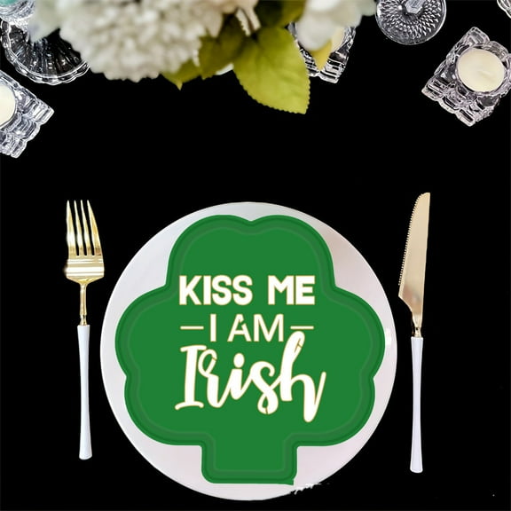 AuroraX Compostable Paper Plates Basics 9 Inch Disposable Green Dinner Plates 24 Pcs Microwave-Safe Sugarcane Bagasse Clover Everyday