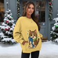 thumbnail image 2 of SCRAWLGOD Cat Fish Print Yellow Women's Sweatshirts with Pockets Long Sleeve Crew Neck Drop Shoulder Sweatshirt Cozy Fall Casual Clothes Oversized Soft Tops, XXL, 2 of 7