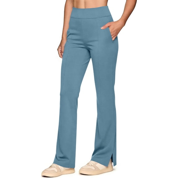 Zynoxe Womens Sweatpants Comfy Stretchy Elastic Waist Flare Yoga Pants for Women Versatile Casual Solid Color Bootcut Pants Fashion Side Split Joggers Trousers with Pockets S
