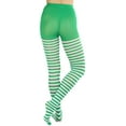 thumbnail image 2 of ToBeInStyle Women's Nylon Horizontal Striped Opaque Tights - White/Kelly Green - One Size, 2 of 5