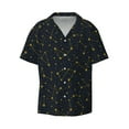 thumbnail image 4 of Uemuo Constellation Pattern Cotton Linen Short Sleeve Shirts,Casual Lightweight Button Down Shirts,Vacation Beach Summer Tops-XX-Large, 4 of 7