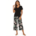 thumbnail image 2 of WQD Womens Pajama Sets 2 Piece Lounge Sets Soft Loungewear Comfy Pj Sets V Neck Short Sleeve Top and Capri Pants Loose Sleepwear with Pockets, 2 of 7