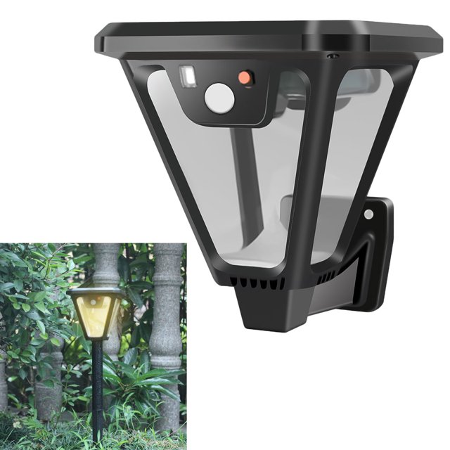 Muyoka Luces solares para exteriores 8 modos Control remoto Luz solar para cercas Luz de farol solar con recarga USB Luz de pared impermeable IP67 Iluminación de ángulo de 360° Luz de pared con sensor Muyoka Hogar