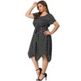 thumbnail image 3 of Women's Plus Size Dress High Low Short Sleeve PolDots Dresses Black 4X, 3 of 7