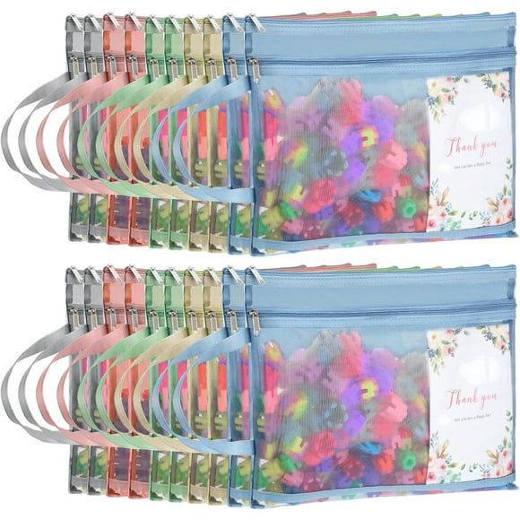 20 Sacs à Fermeture Éclair en Maille, Sacs en Nylon à Double Couche avec Poignées Rangement & Organisation Pochettes à Fermeture Éclair A4 pour Casse-Tête Jeu de Société Bureau Voyage, 5 Couleurs