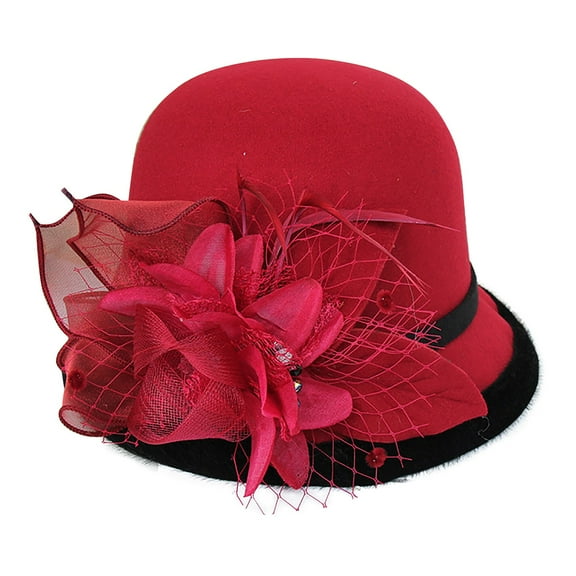 Clearance! Baberdicy Women's Autumn and Winter Flowers Round Top Casual Fisherman's Basin Cap Small Bowler Hat Features: Aa