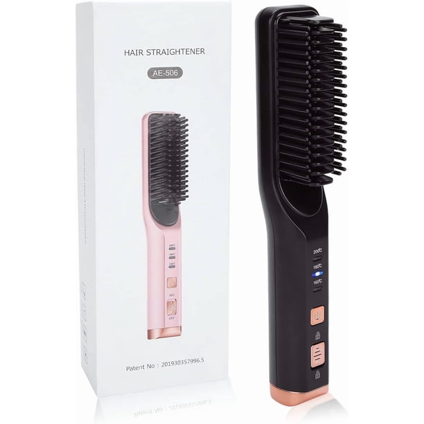 Cepillo alisador de pelo, cepillo alisador iónico, peine alisador con 3 niveles de calor, peine de calentamiento rápido para un cabello sedoso y sin frizz.