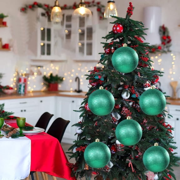 Shatterproof Christmas Ornaments, Commercial Grade Plastic Glitter Balls for Indoor and Outdoor Decor, Festive Spherical Decorations with Easy Hanging Loop, Durable Holiday Tree and Party Decorations