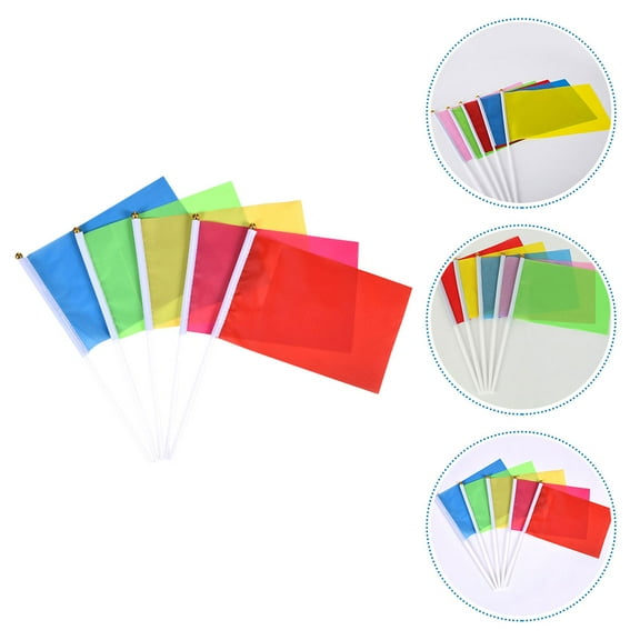 50pcs Mini Flags on Sticks for Garden Decor and Party Decorations Hand Flags for Sports Events and Parades Portable Small Flags with Solid Colors