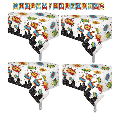 

Oojami 4 Pack Superhero Plastic Table Cover 54 x
