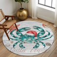 thumbnail image 3 of Christmas Coastal Round Rug 5ft Washable Circle Kitchen Rugs Non Slip Ocean Crab Starfish Conch Wooden Grain Large Area Rug Indoor Floor Carpet for Bedroom Living Room Home Office Dining Room Nursery, 3 of 8
